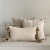 Farmhouse Boho Cotton Throw Pillow with Tassel