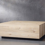 Minimalist interior design with a beautifully crafted wooden rustic coffee table