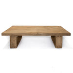 Solid rectangular wood coffee table with a minimalist design