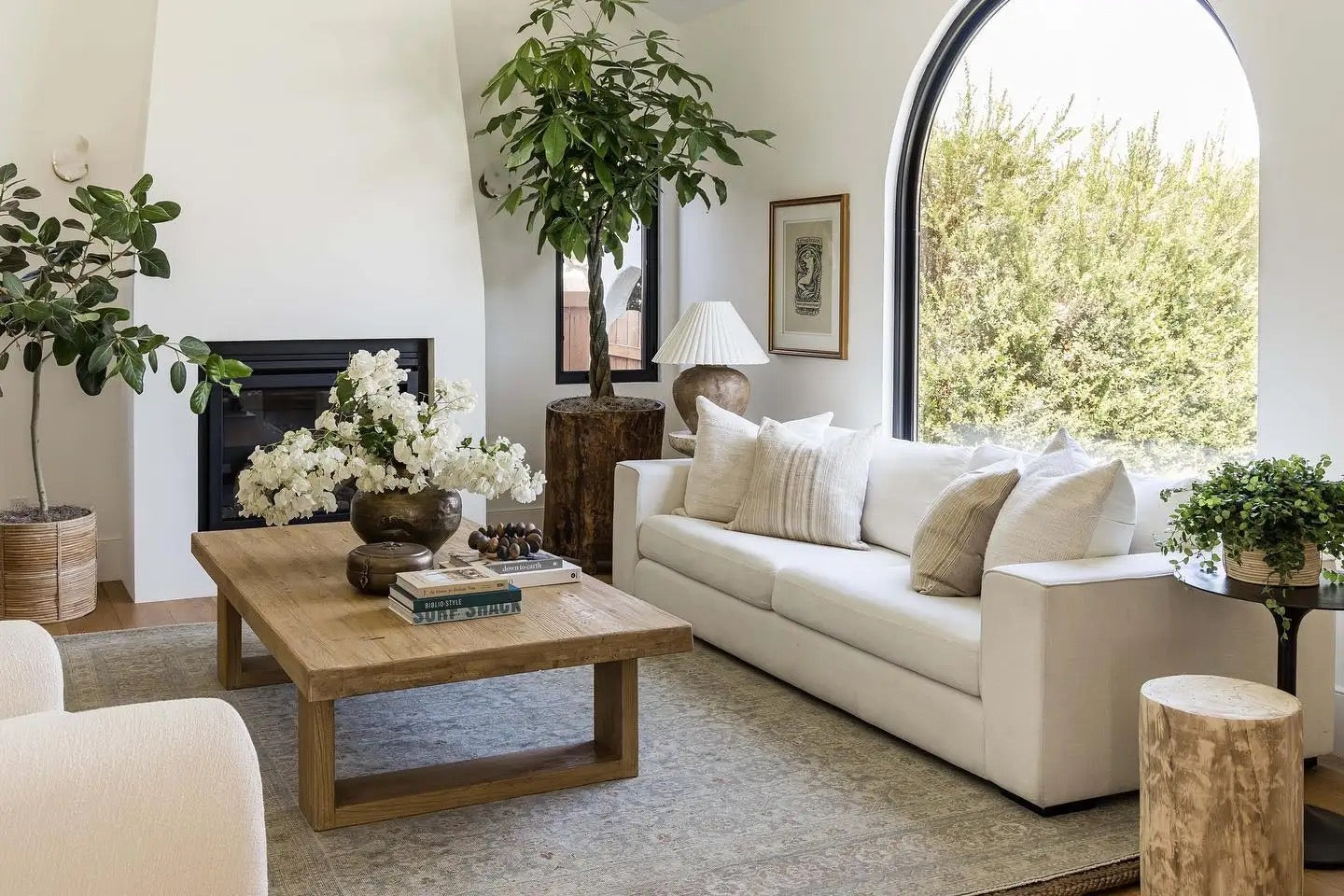 Modern rectangular wood coffee tableElegant living room with a rectangular wood coffee table in natural light