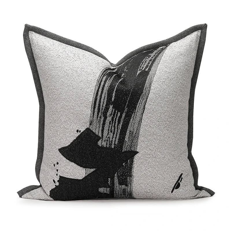 Black & Gray Abstract Throw Pillow Cover - 22” Alexander